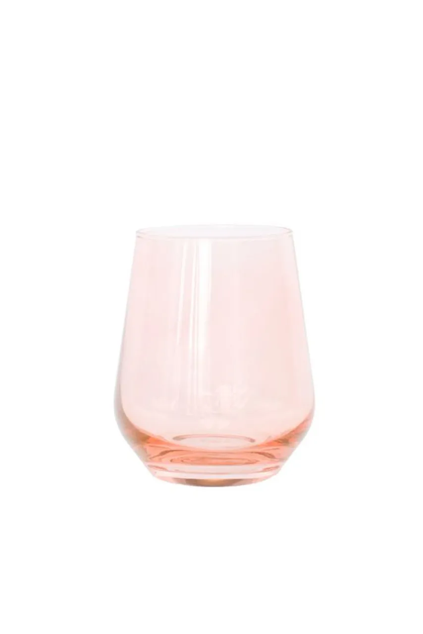 Estelle Stemless Wine Glass Set of 2, Blush Pink