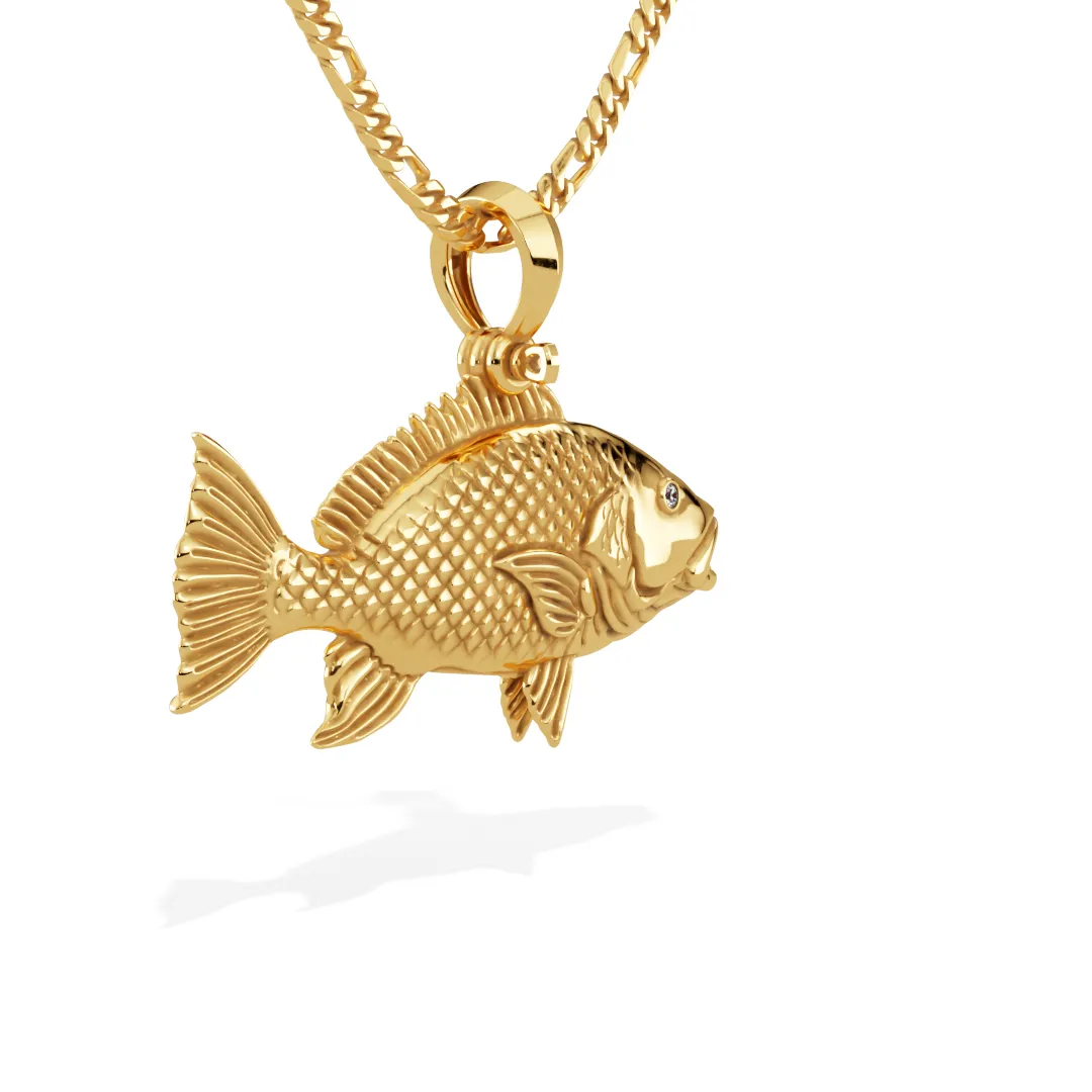 Exquisite 3D Red Snapper Diamond Fish Pendant in 14k Gold | Ocean Lover's Gem