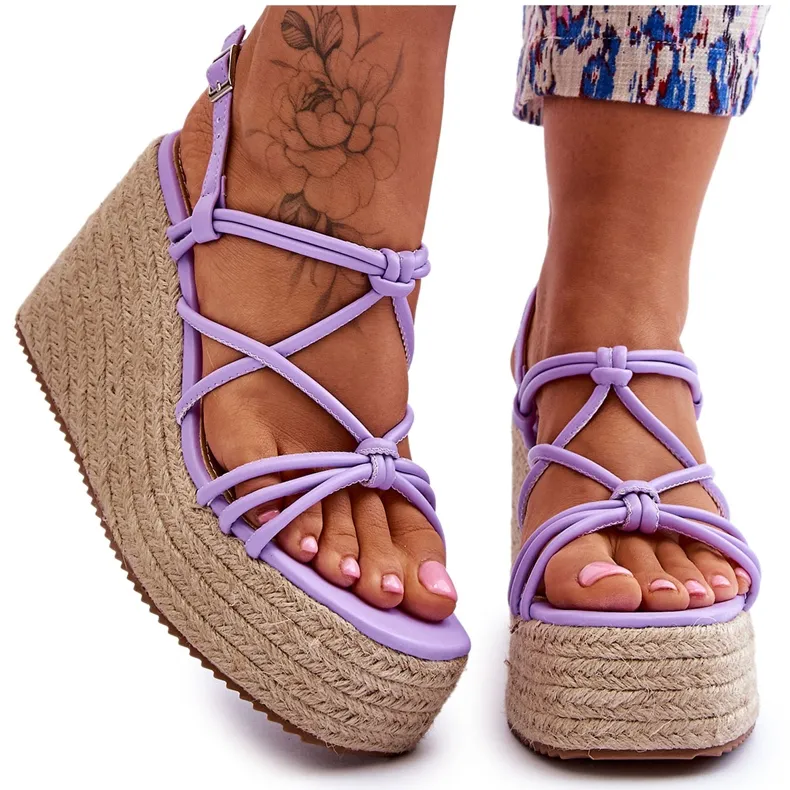 Fashionable Nessia Wedge Wedge Sandals With Braid violet