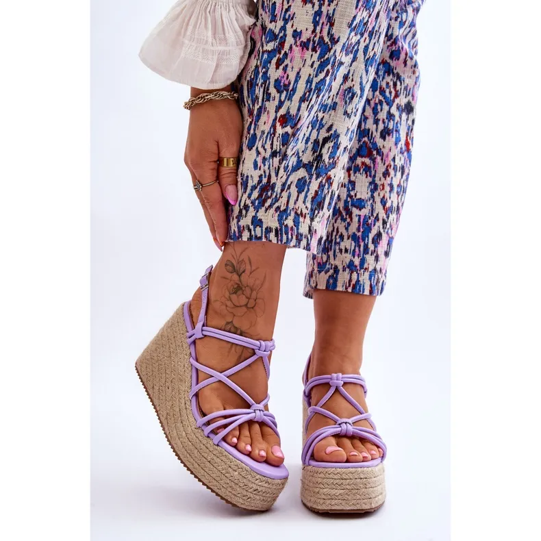 Fashionable Nessia Wedge Wedge Sandals With Braid violet