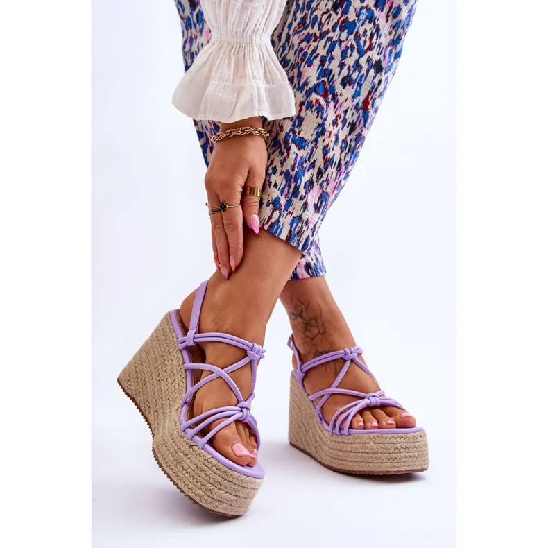 Fashionable Nessia Wedge Wedge Sandals With Braid violet