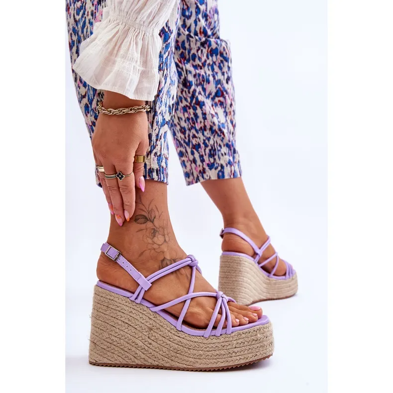 Fashionable Nessia Wedge Wedge Sandals With Braid violet