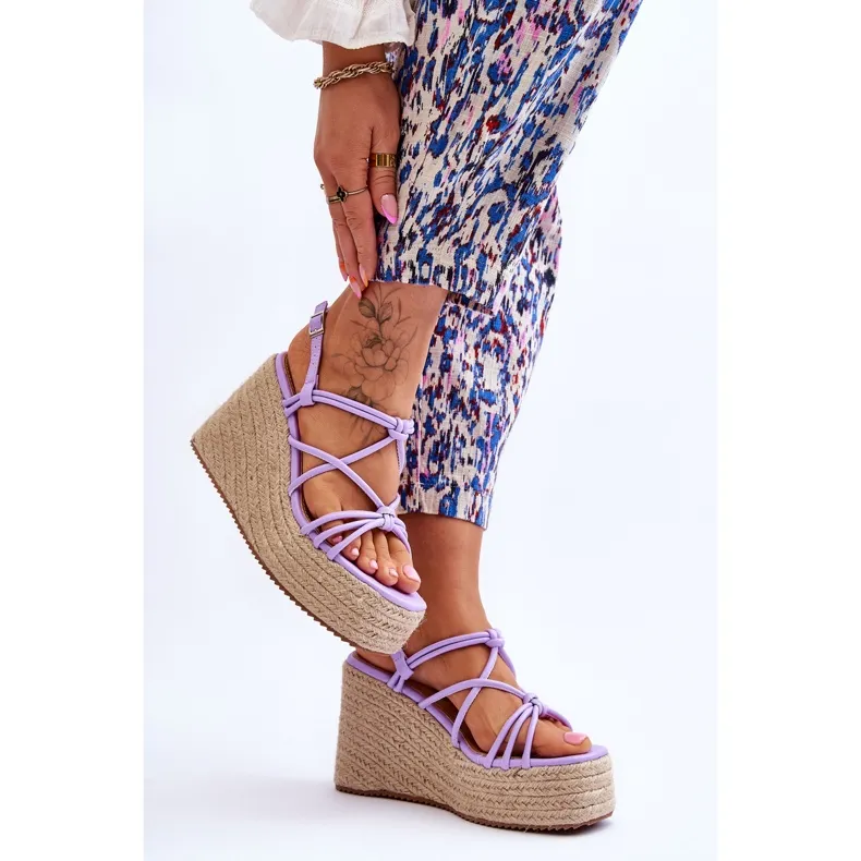 Fashionable Nessia Wedge Wedge Sandals With Braid violet