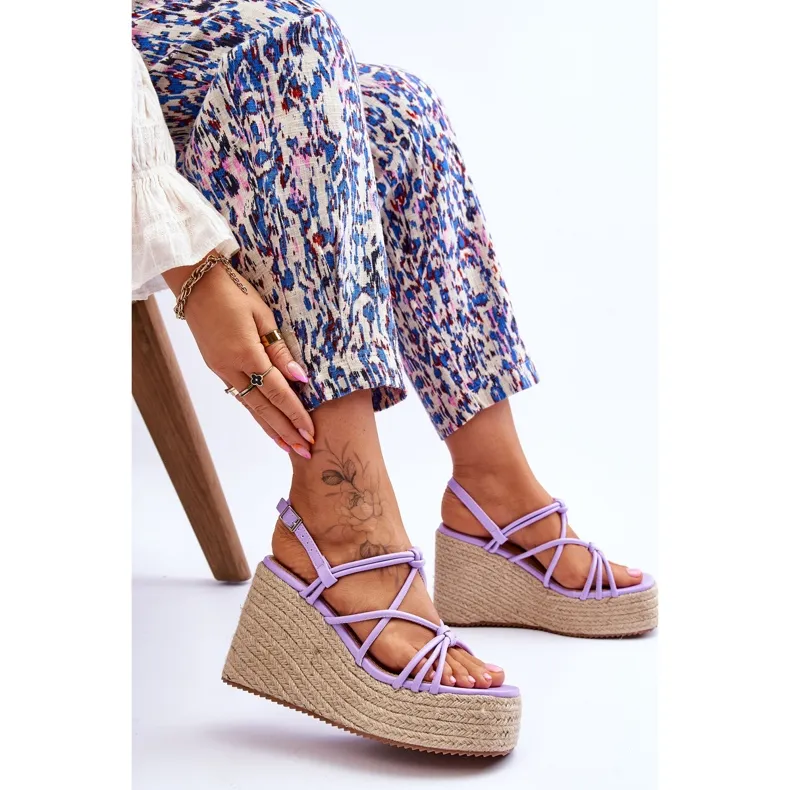 Fashionable Nessia Wedge Wedge Sandals With Braid violet