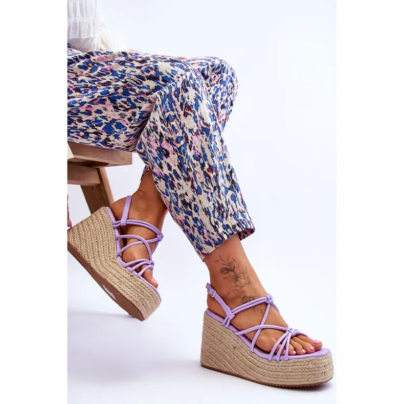 Fashionable Nessia Wedge Wedge Sandals With Braid violet