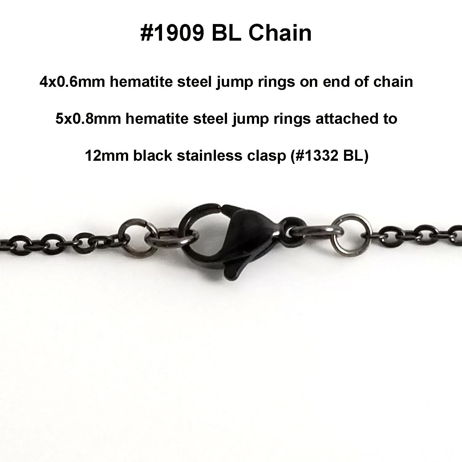 Fine Black Stainless Chain, 3x2mm Flattened Oval Links, Bulk 50 Meters on a Spool, #1909 BL