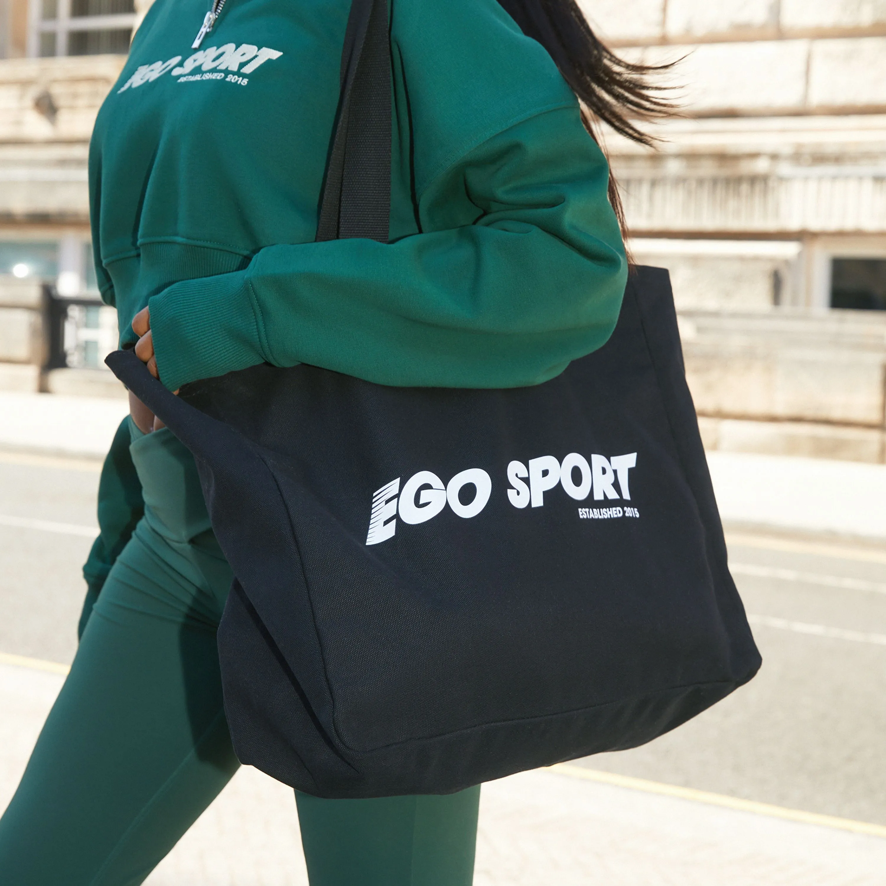 Flash Oversized Ego Sports Slogan Tote Bag In Black