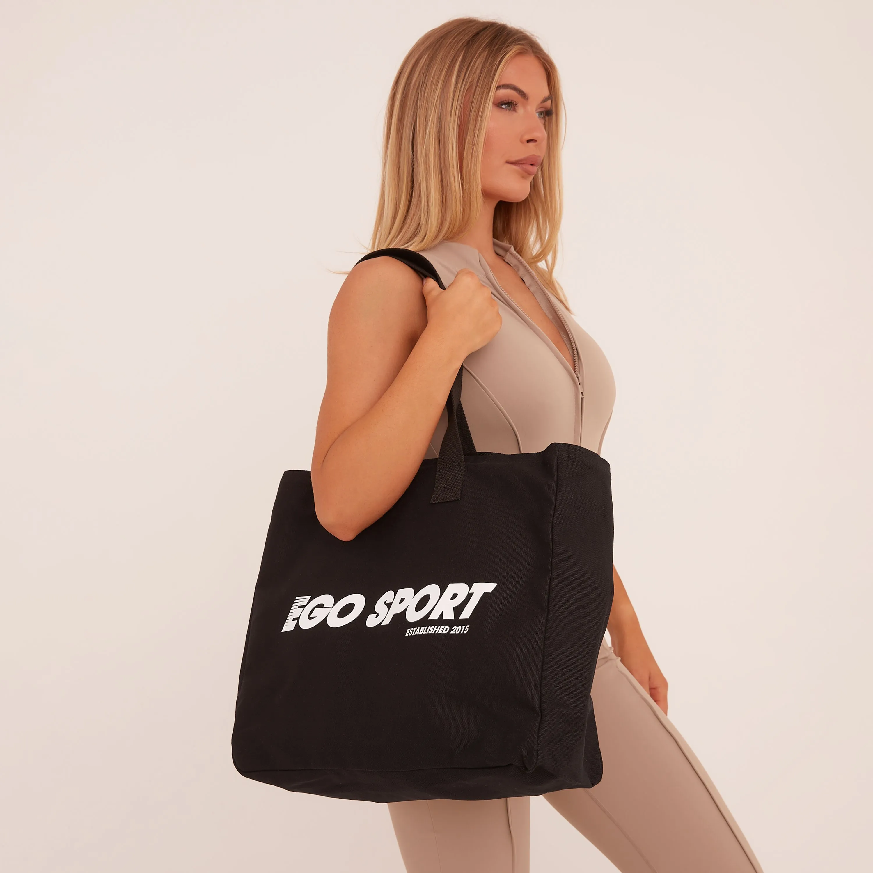 Flash Oversized Ego Sports Slogan Tote Bag In Black