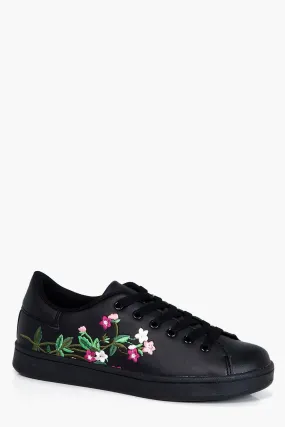 Freya Floral Embroidered Trainers