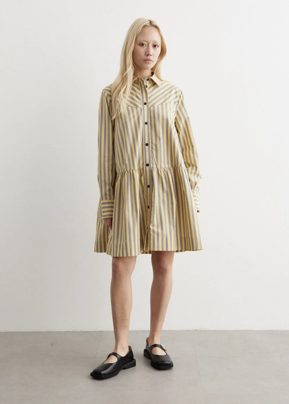 Ganni -  Stripe Mini Shirt Dress - Dress