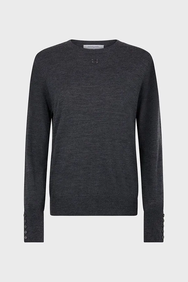 Gerard Darel JADE GREY FINE WOOL ROUND NECK SWEATER