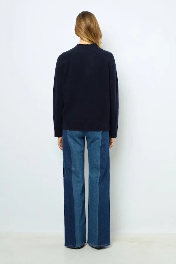 Gerard Darel JAINA INDIGO WOOL STAND UP COLLAR SWEATER