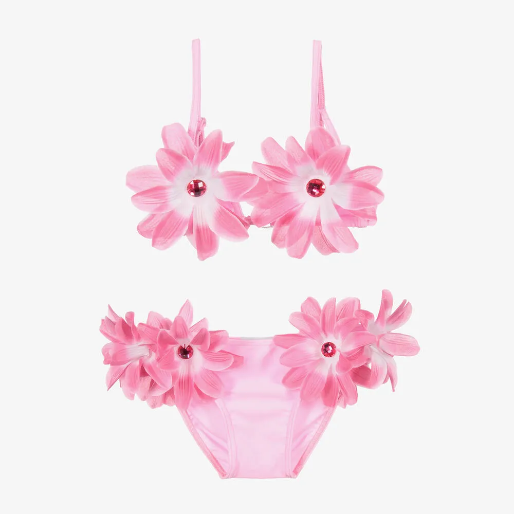 Girls Pink Hibiscus Flower Bikini