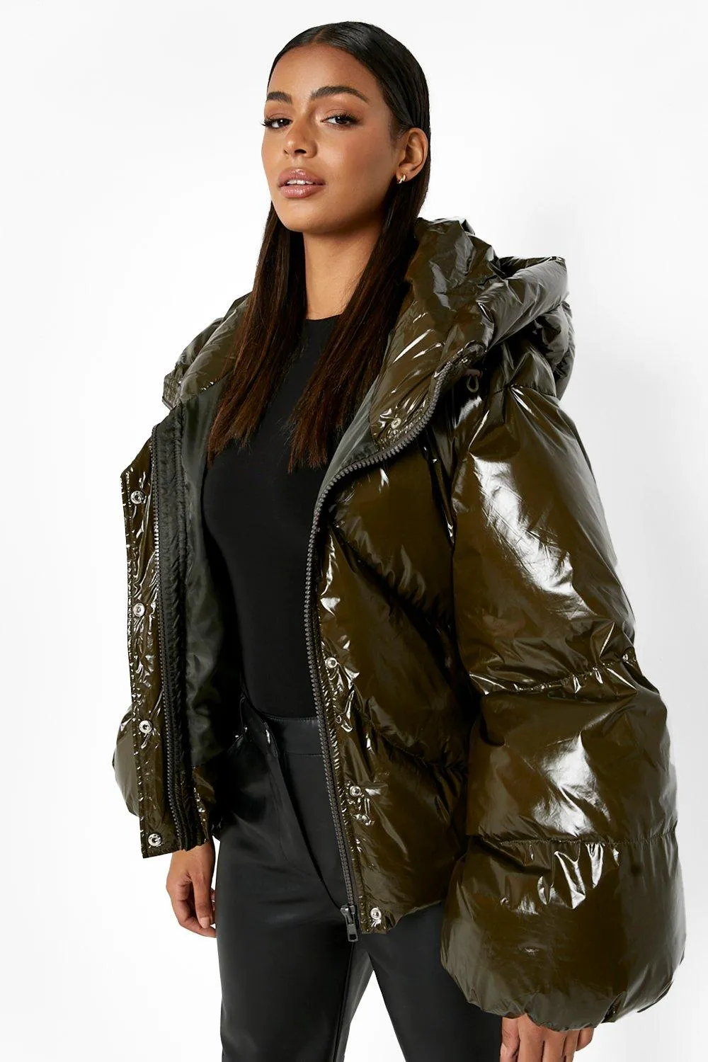 High Shine Oversized Sleeve Puffer Jacket