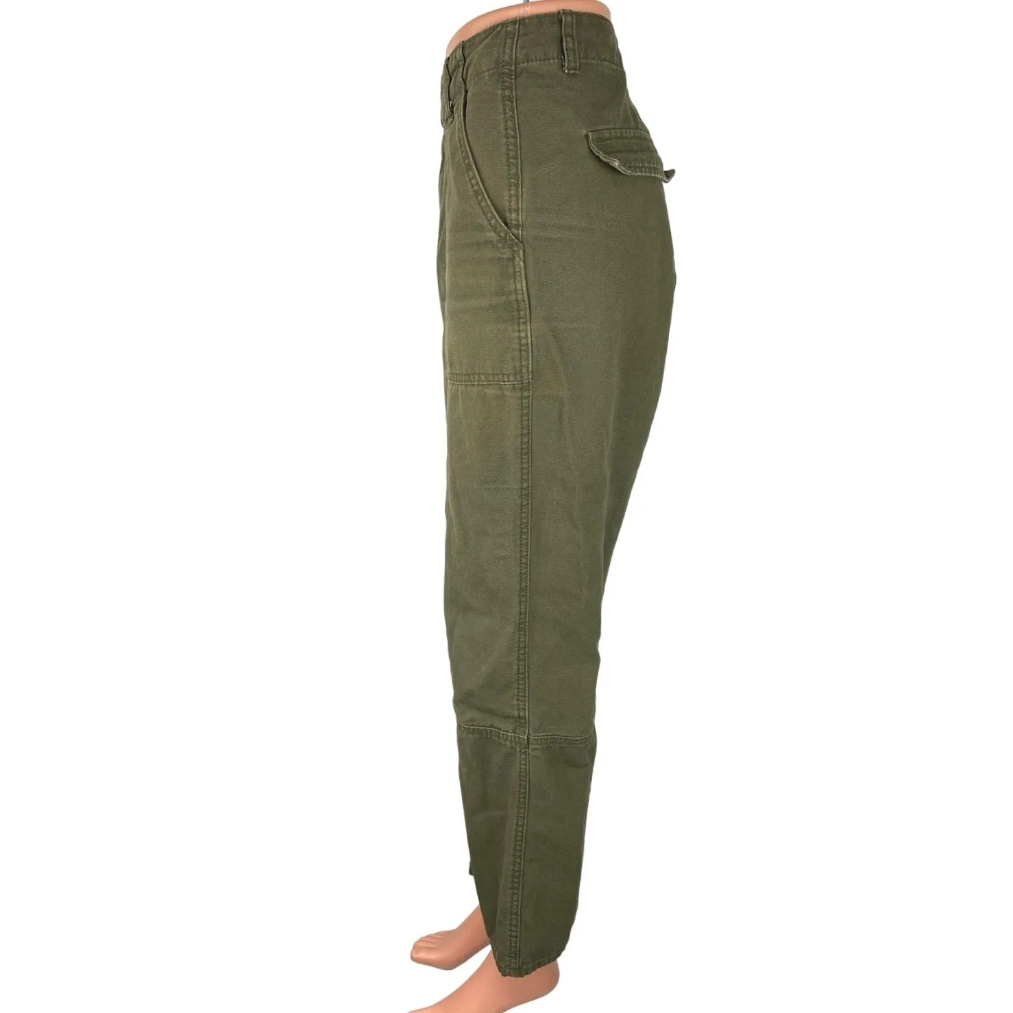 H&M Divided Olive Green High Rise Straight Ankle Cargo Utility Trouser Pants 10