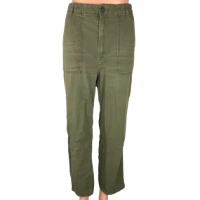 H&M Divided Olive Green High Rise Straight Ankle Cargo Utility Trouser Pants 10