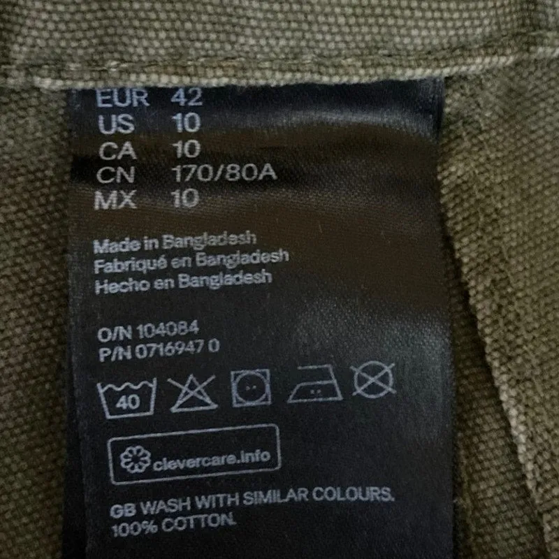 H&M Divided Olive Green High Rise Straight Ankle Cargo Utility Trouser Pants 10