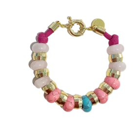 Holst & Lee Semi-Precious Bracelet, Turq, Rose Quartz, Pink Amazonite