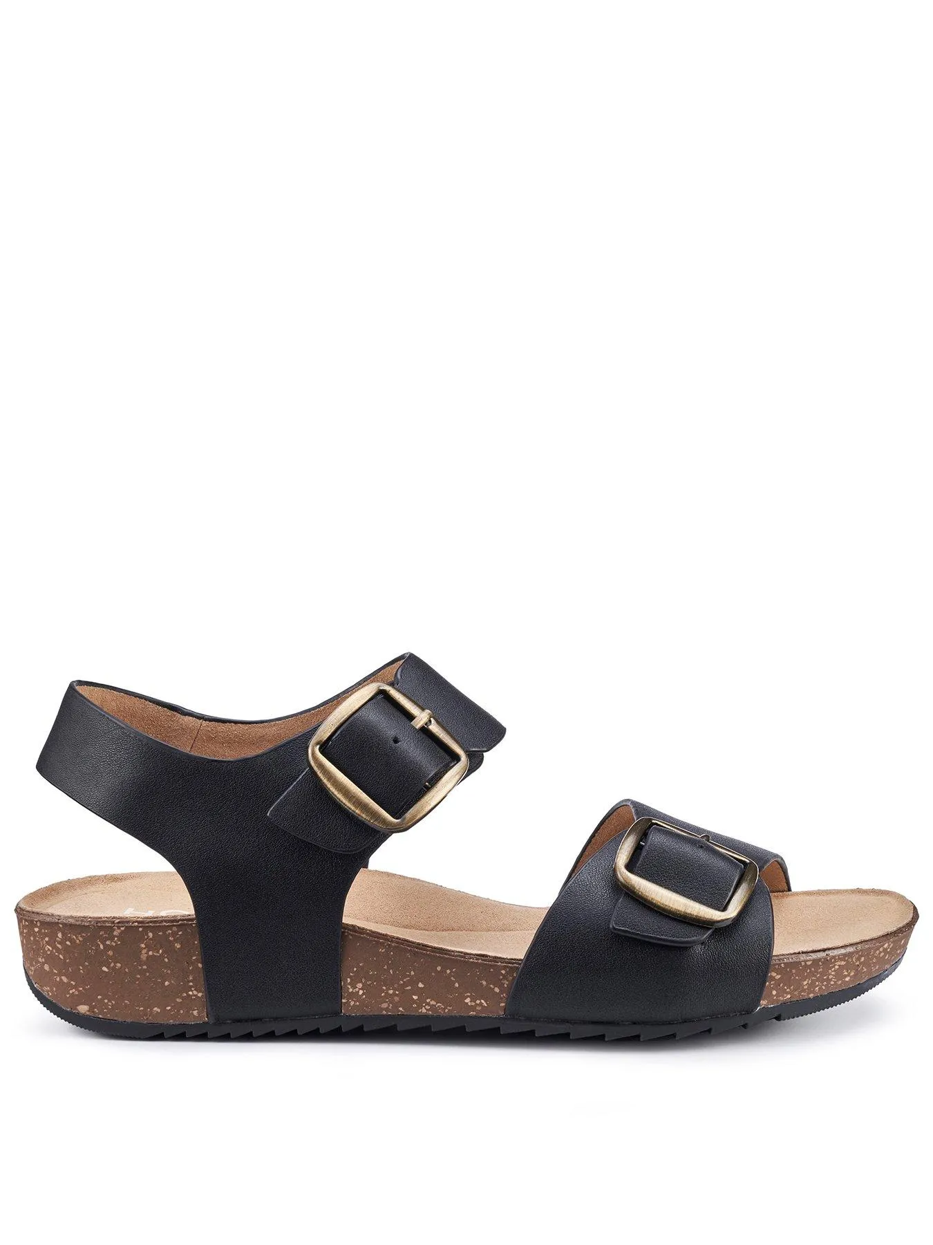 Hotter Sandals Leather Standard Tourist Ii - Black-le