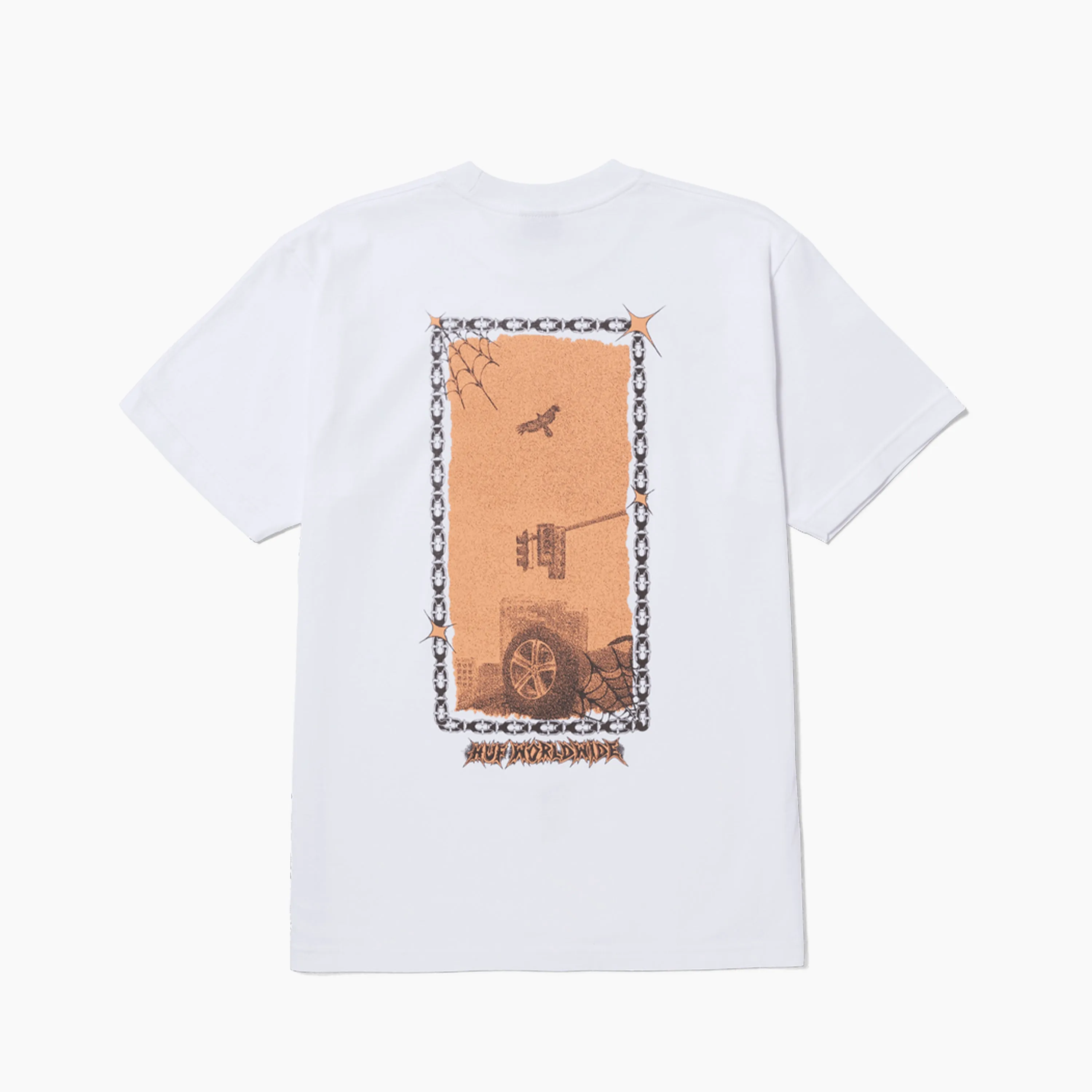 HUF WORLDWIDE CAR CLUB T-SHIRT WHITE & BROWN - TS02168