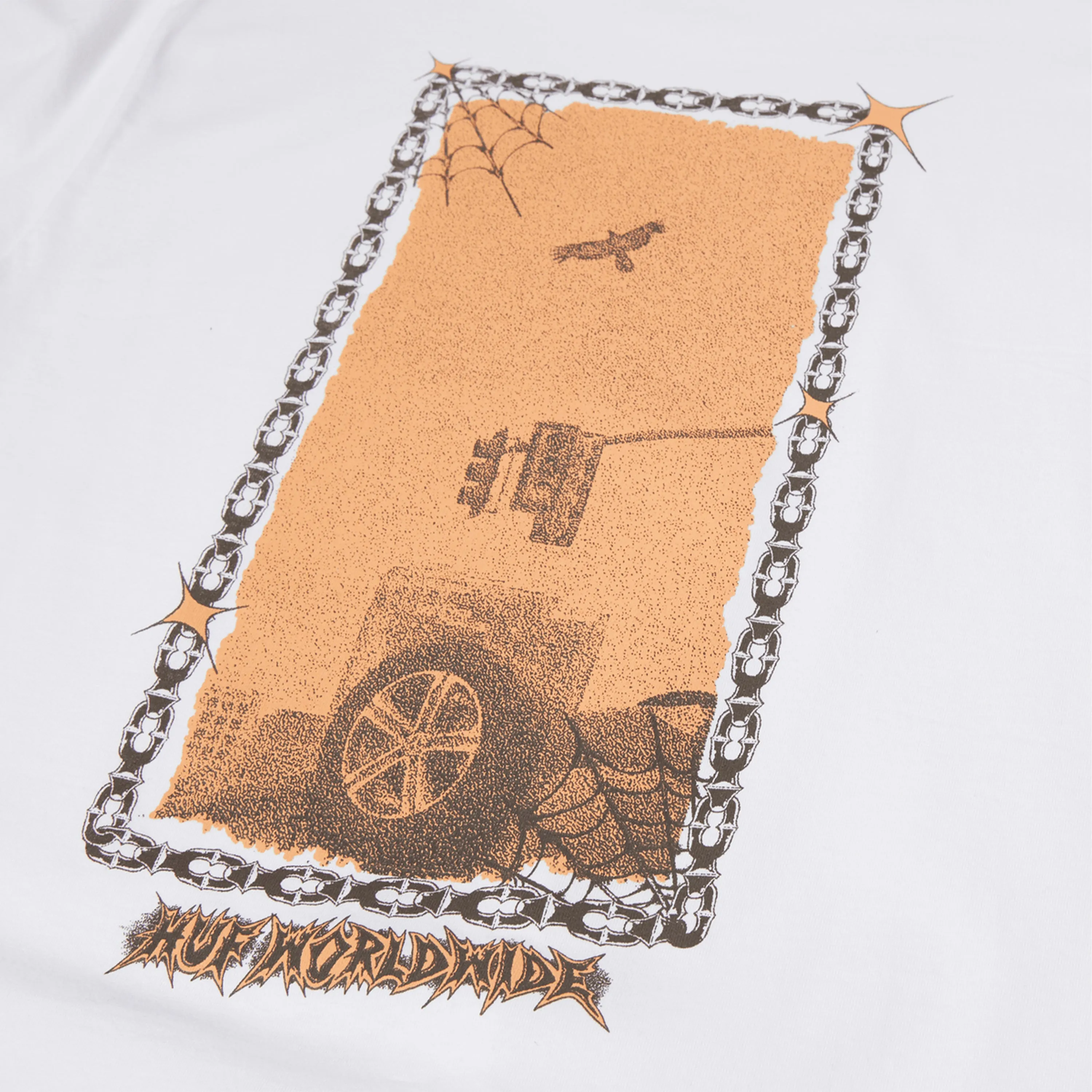 HUF WORLDWIDE CAR CLUB T-SHIRT WHITE & BROWN - TS02168