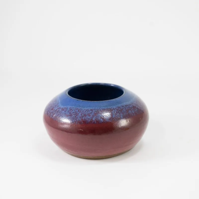 Ikebana Pot in Blue/Red Glaze