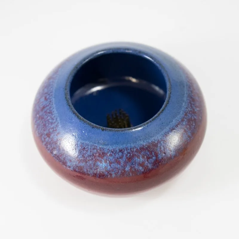 Ikebana Pot in Blue/Red Glaze