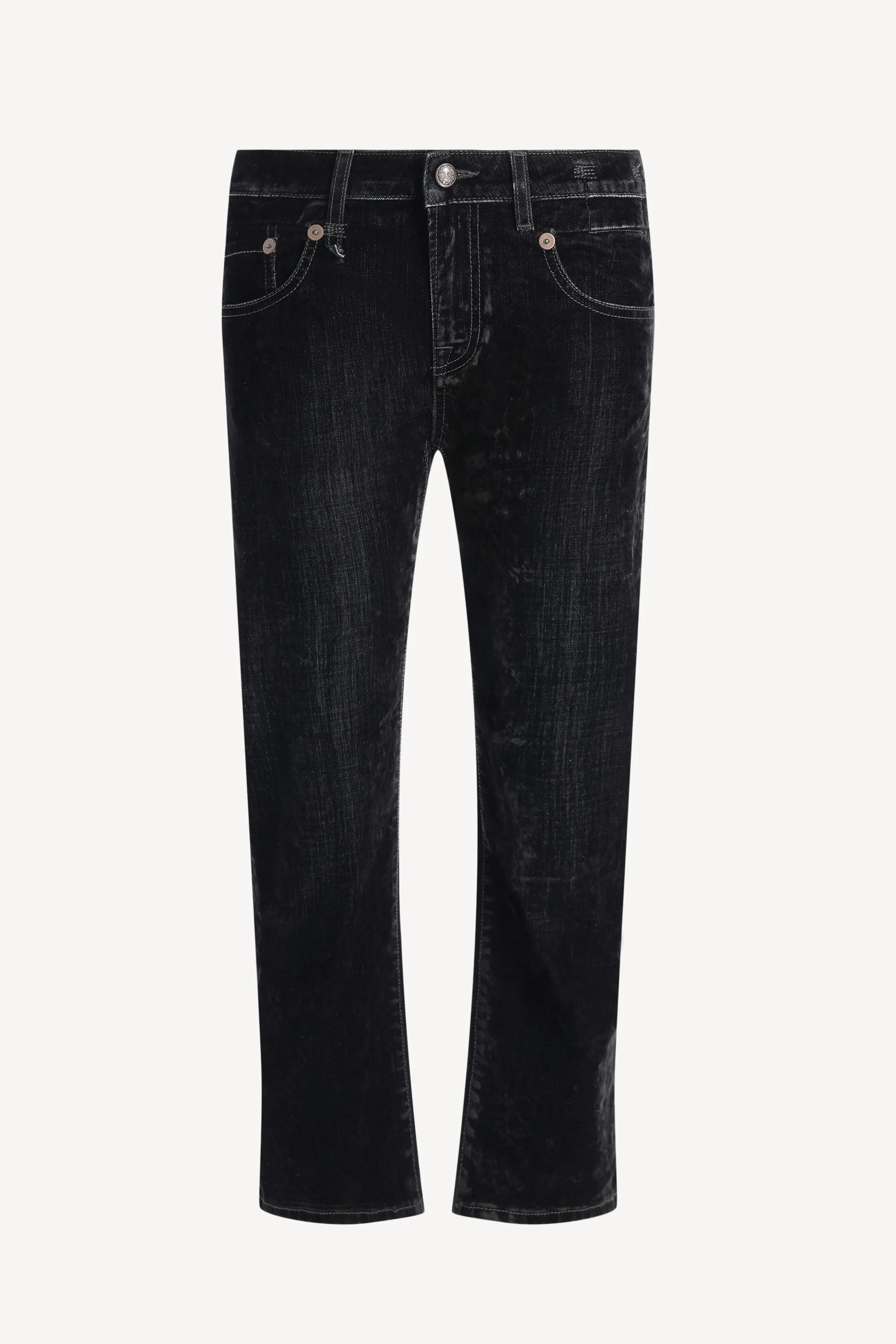 Jeans Boy Straight in Flocked Black