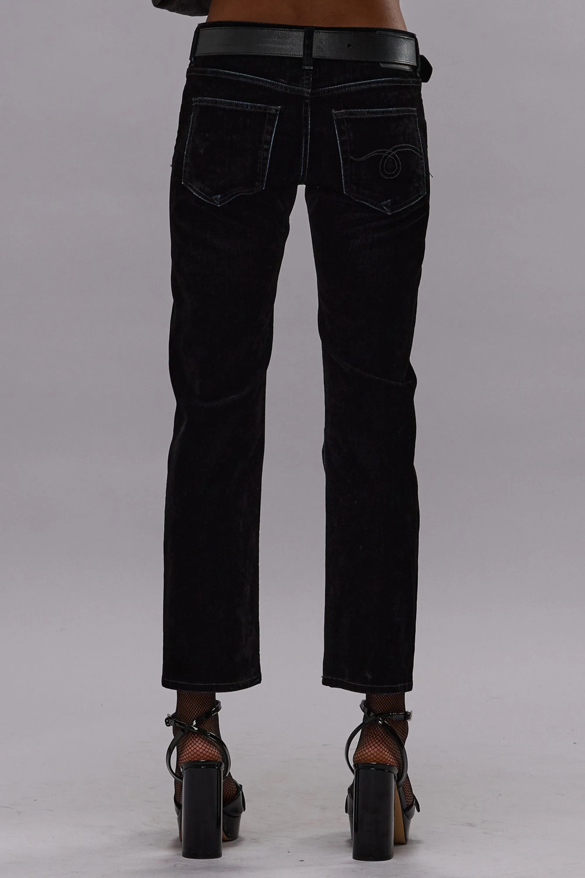 Jeans Boy Straight in Flocked Black