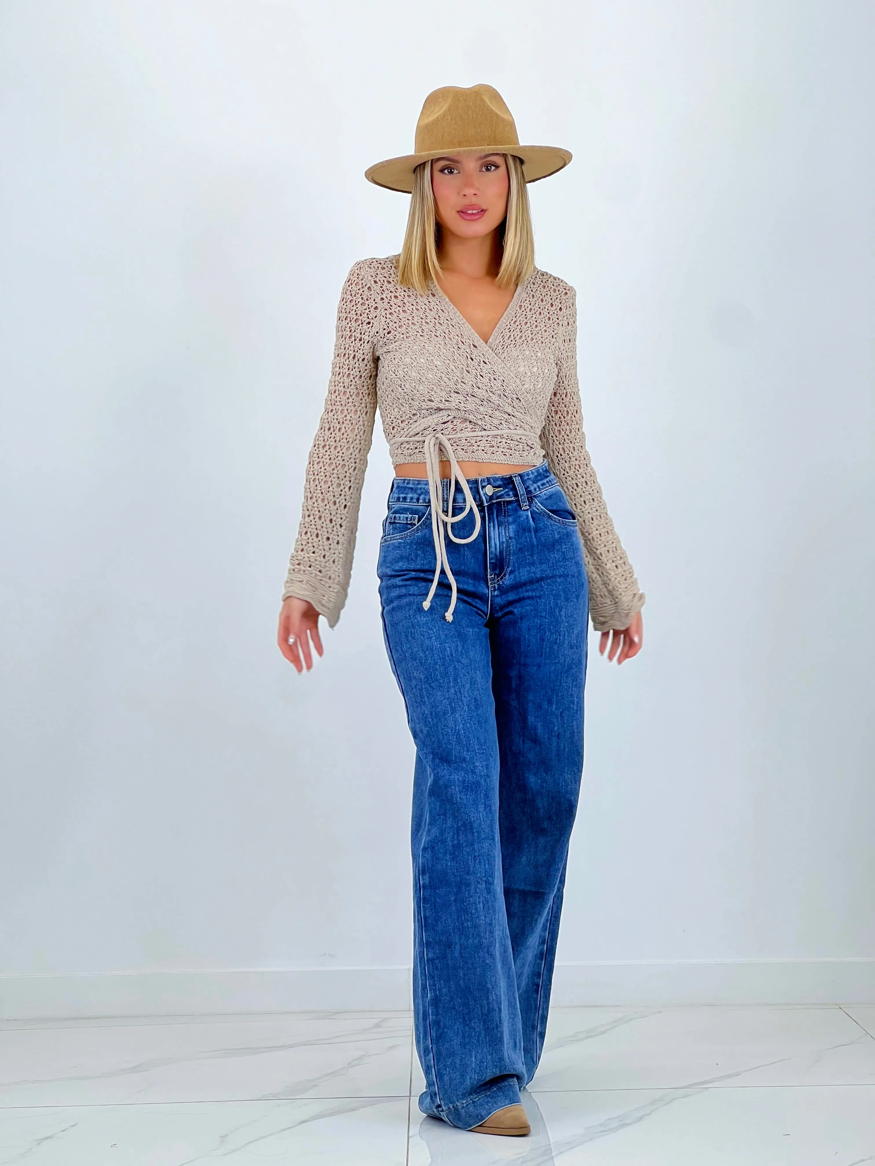 Jeans costura wide leg