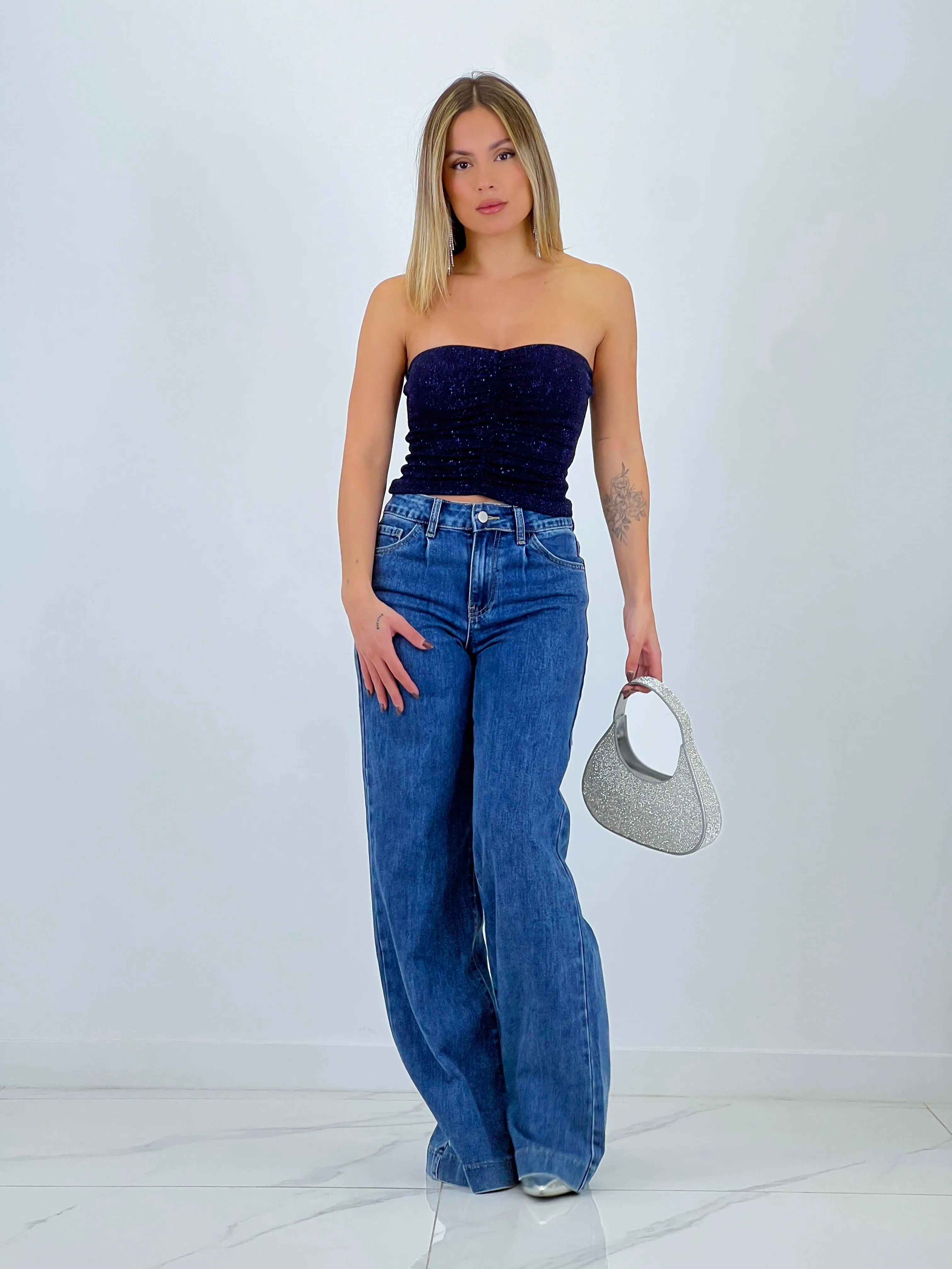 Jeans costura wide leg