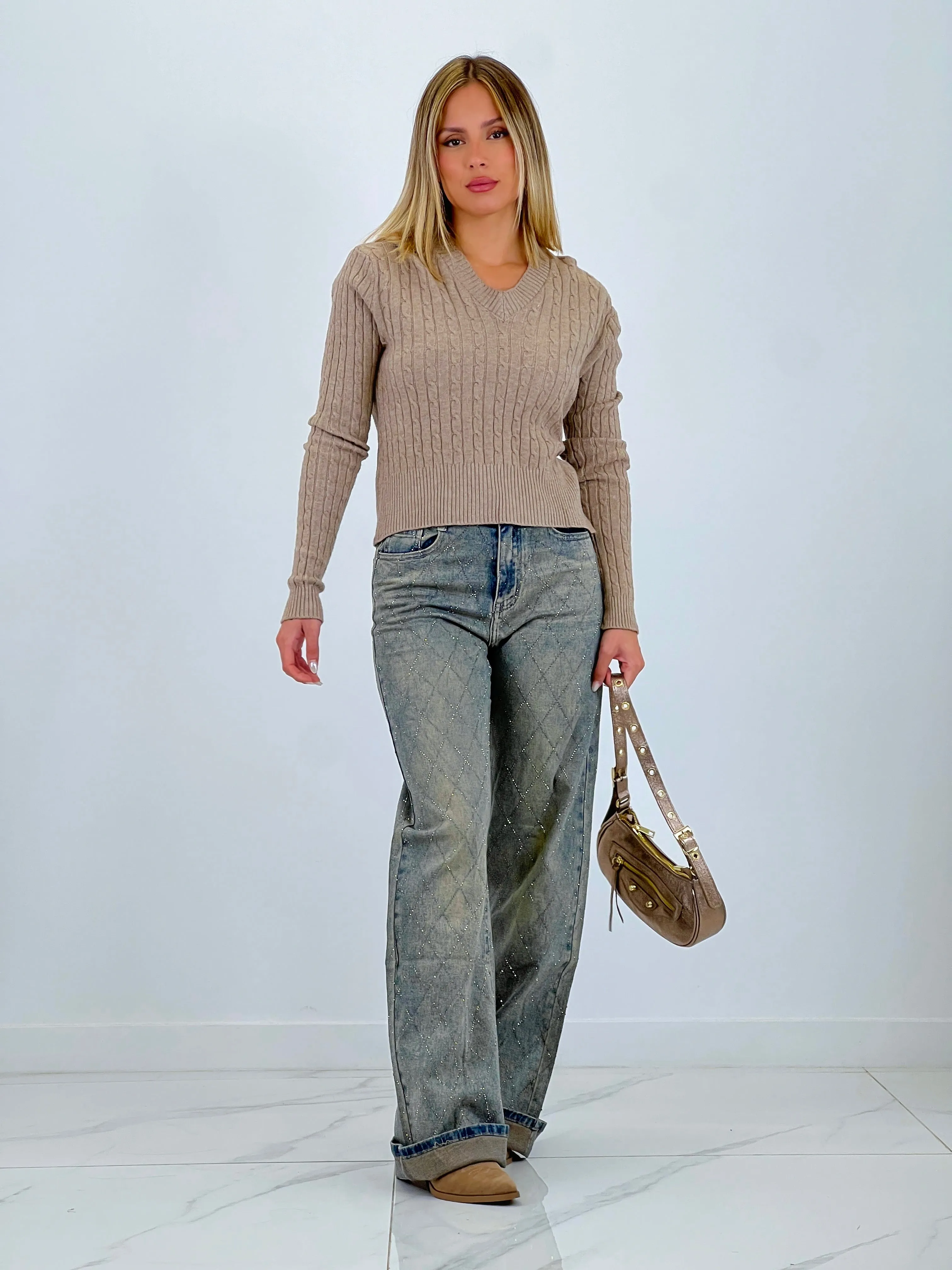 Jeans wide leg brillantes