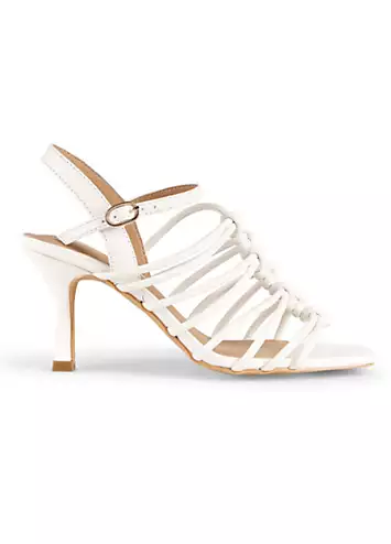 Kaleidoscope White Strappy Knotted Heeled Sandals | Grattan