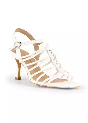 Kaleidoscope White Strappy Knotted Heeled Sandals | Grattan