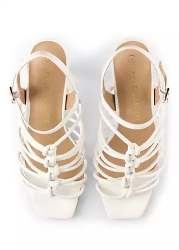 Kaleidoscope White Strappy Knotted Heeled Sandals | Grattan