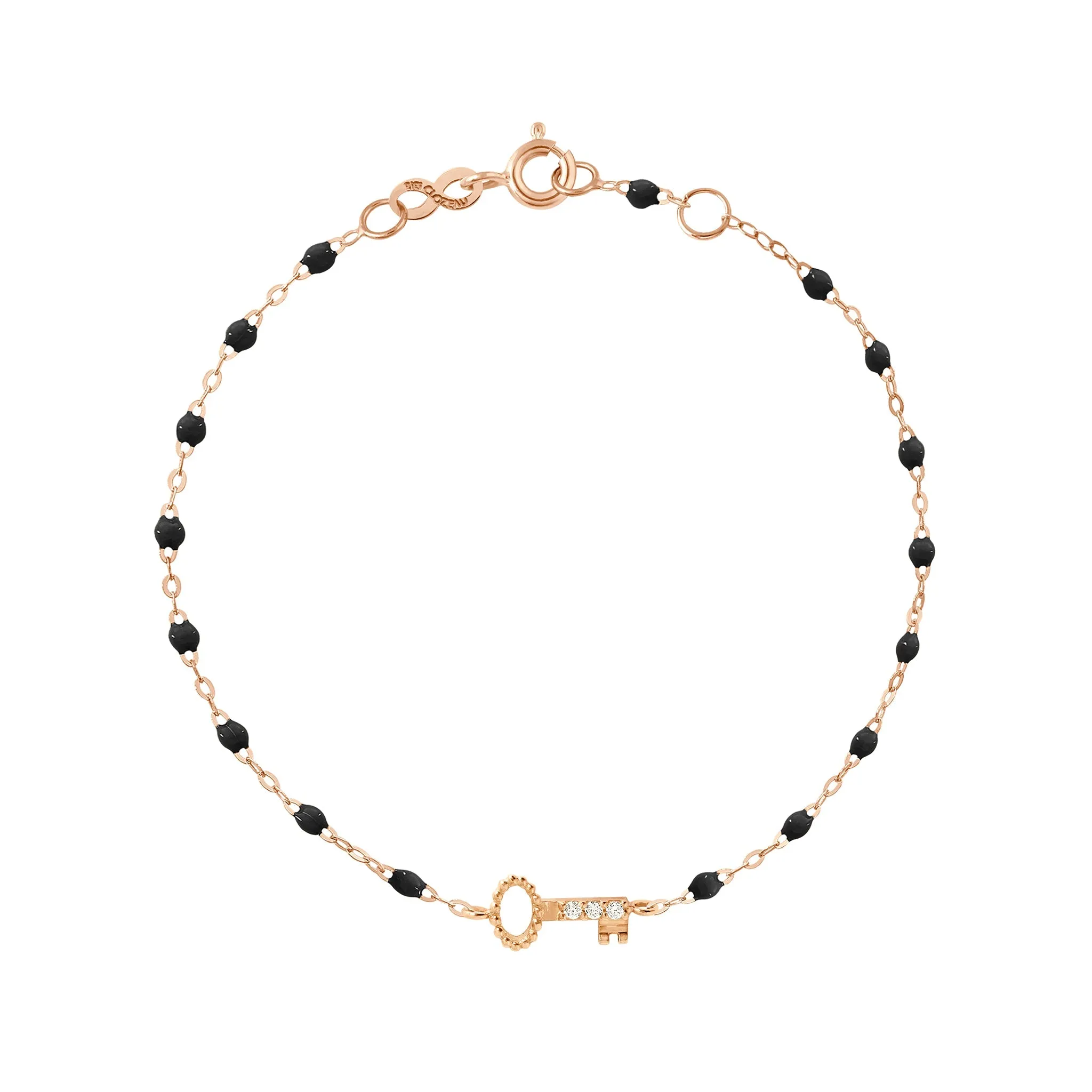 Key Diamond Black Bracelet, Rose Gold, 6.7