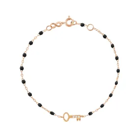 Key Diamond Black Bracelet, Rose Gold, 6.7