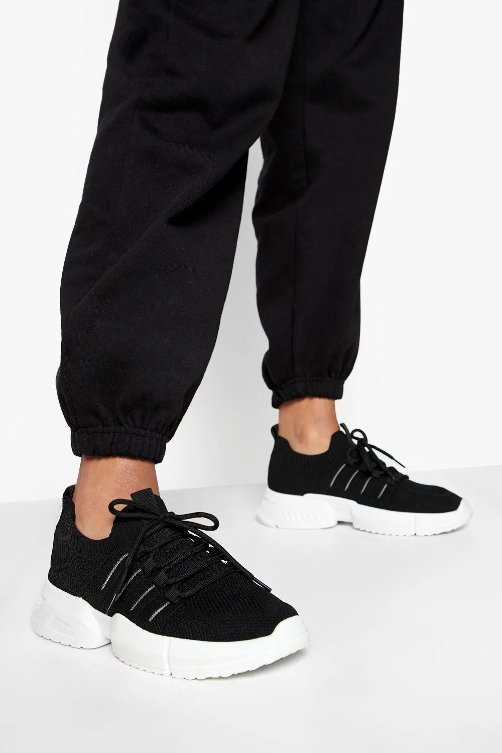 Lace Up Knitted Sports Trainers