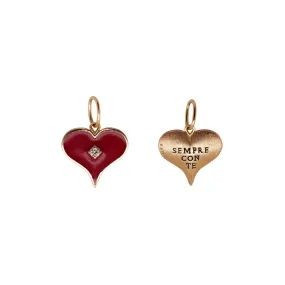 Large Heart Charm with Red Enamel and Diamond