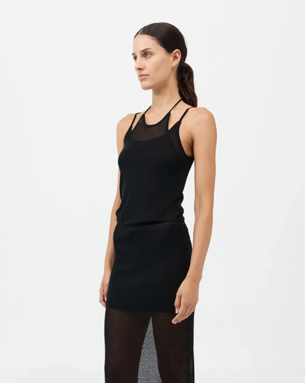 Layered Halter Tank - Black