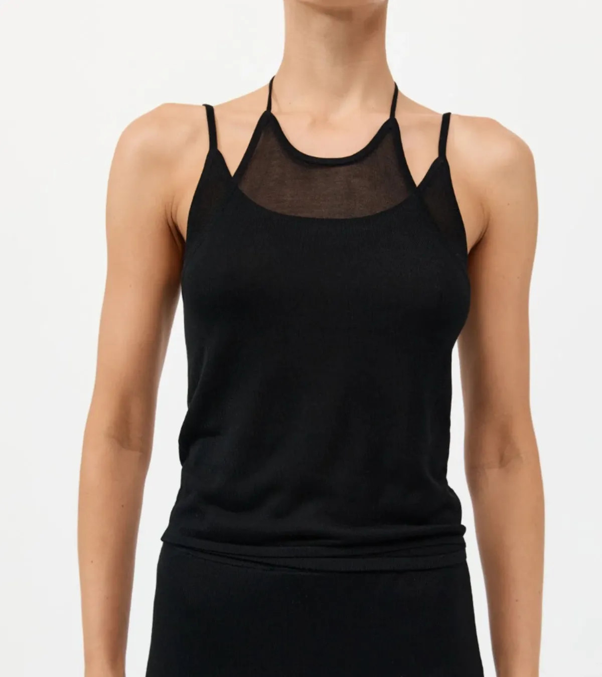 Layered Halter Tank - Black