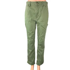 Lee Vintage Modern Women's Green High Rise Dungaree Cargo Ankle Jeans Pants 27