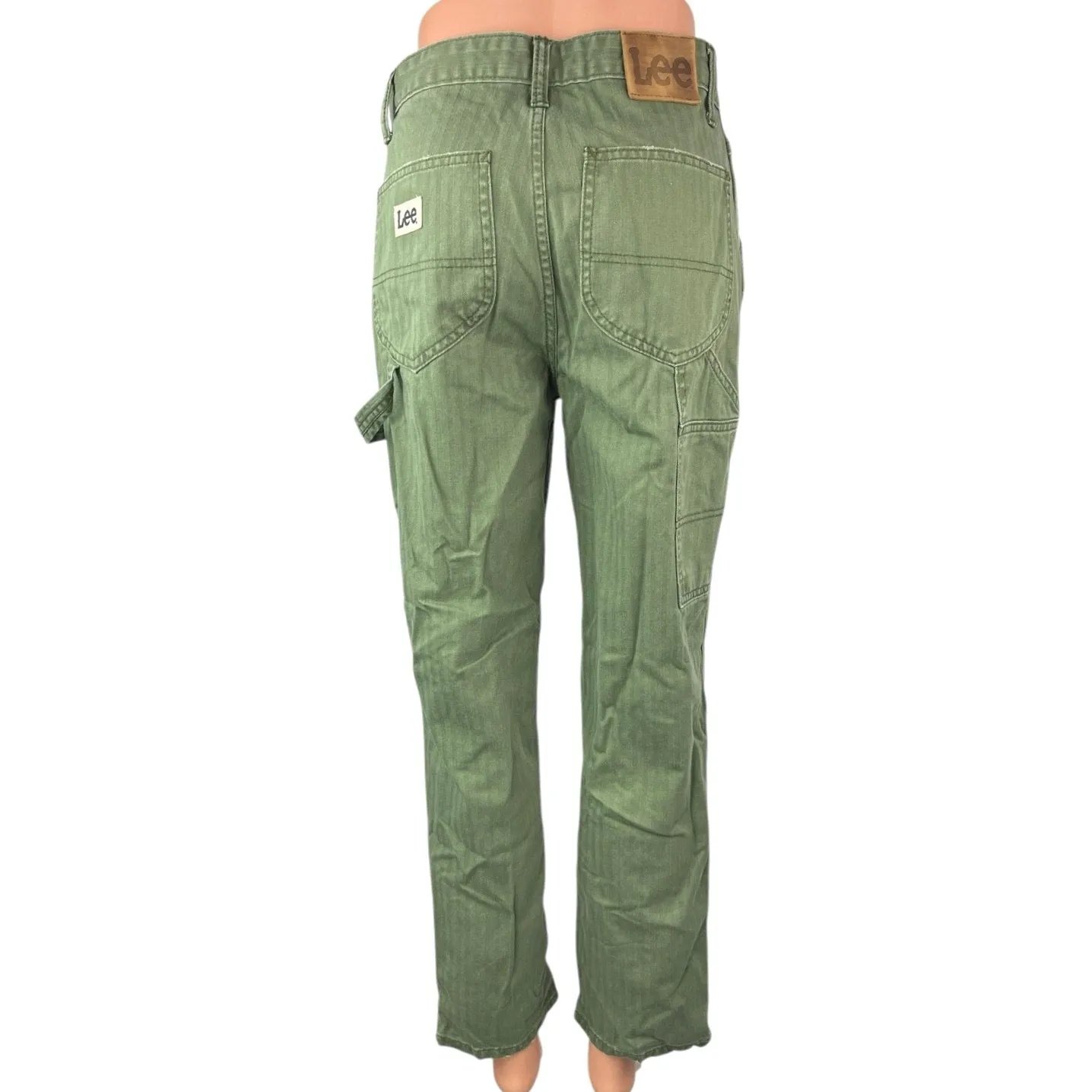 Lee Vintage Modern Women's Green High Rise Dungaree Cargo Ankle Jeans Pants 27