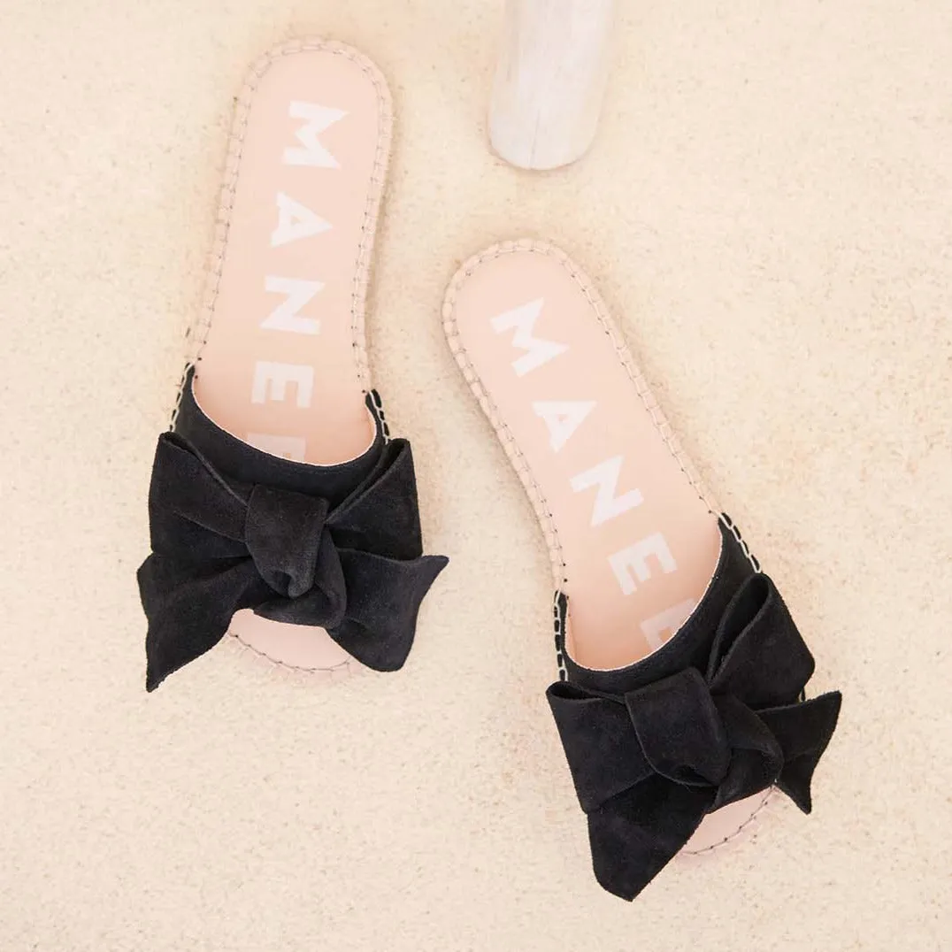 Manebi   Sandals With Bow Hamptons Black Suede