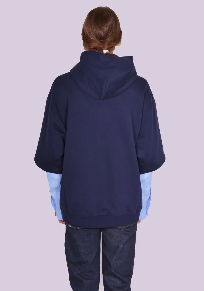 MARNI FUMU0110Q6 LAYERED SWEAT HOODIE BLUE/KYANITE