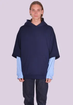 MARNI FUMU0110Q6 LAYERED SWEAT HOODIE BLUE/KYANITE