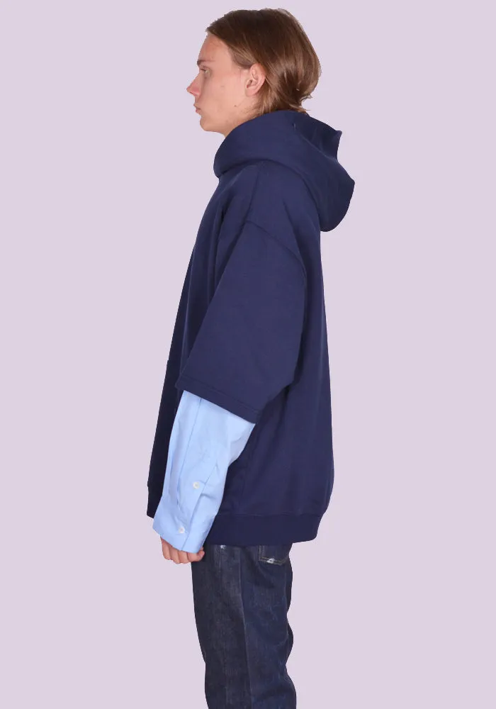 MARNI FUMU0110Q6 LAYERED SWEAT HOODIE BLUE/KYANITE