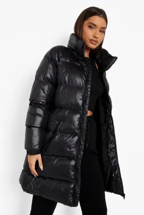 Matte Shine Longline Puffer Jacket