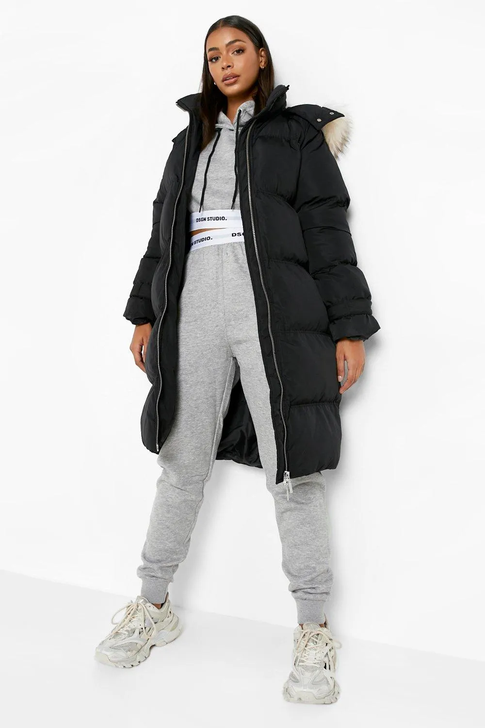 Maxi Faux Fur Trim Puffer Jacket