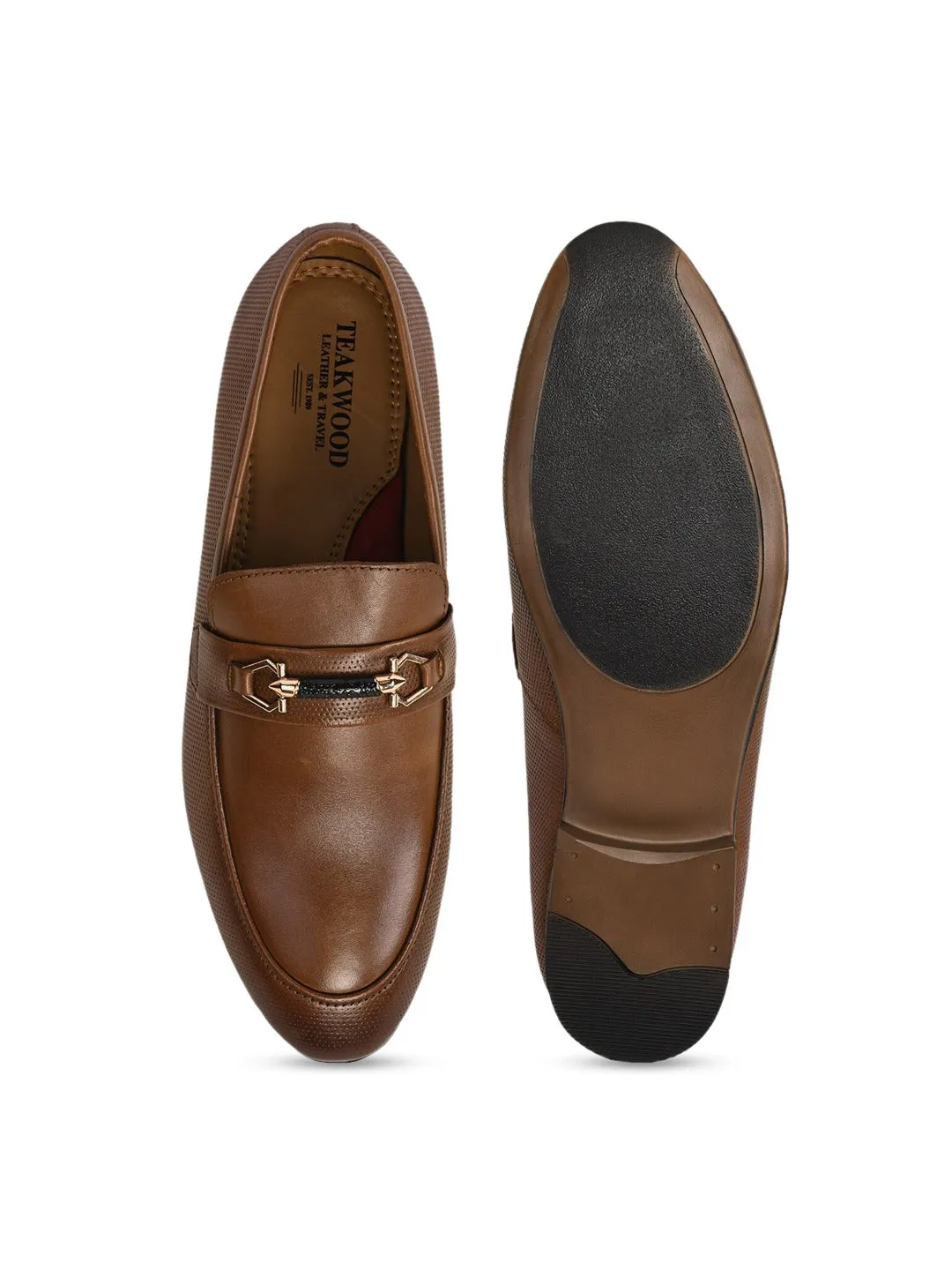 Men Brown Solid Genuine Leather Loafers